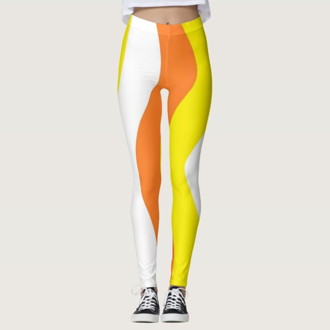 Kerzenfarben Leggings gestreift Stretchpflanzen  (Vorderseite)