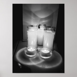 Kerzenflamme noch Leben Schwarz-Weiß-Foto Poster