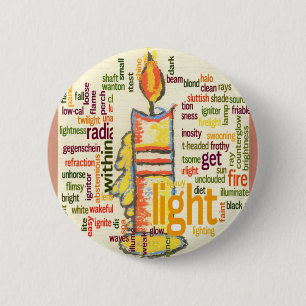 Kerzenflamme Wortwolken-Kunstprint Button