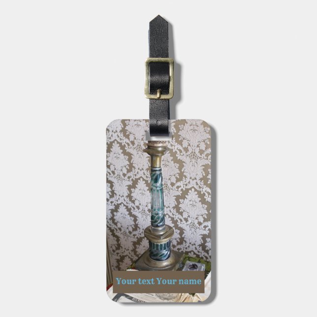 Kerzenhalterung aus Vintagem Blauglas Gepäckanhänger (Vorderseite vertikal)