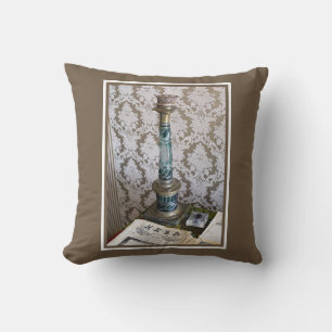 Kerzenhalterung aus Vintagem Blauglas Kissen