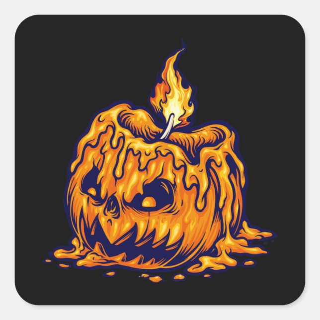Kerzenkopfhalloween Kürbis Quadratischer Aufkleber (Vorderseite)