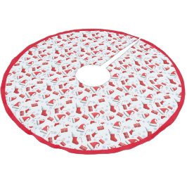 Kerzenleuchten, Geschenke und Weihnachtsmannmützen Polyester Weihnachtsbaumdecke