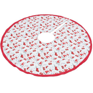 Kerzenleuchten, Geschenke und Weihnachtsmannmützen Polyester Weihnachtsbaumdecke