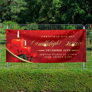 Kerzenlicht-Weihnachtsstern Rot Kirchweihnachtsabe Banner
