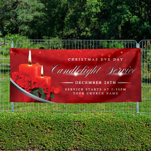 Kerzenlicht-Weihnachtsstern Rot Kirchweihnachtsabe Banner