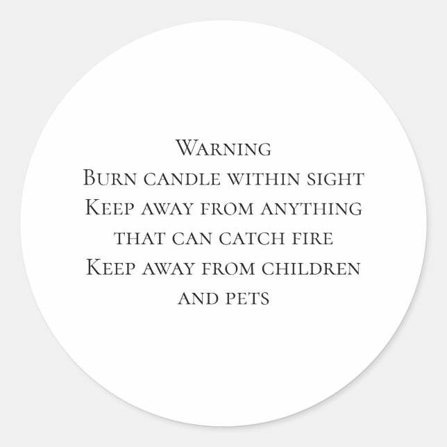 Kerzenwarnschild Runder Aufkleber (Vorderseite)
