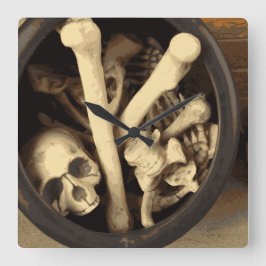 Kessel der Knochen Quadratische Wanduhr