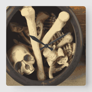 Kessel der Knochen Quadratische Wanduhr