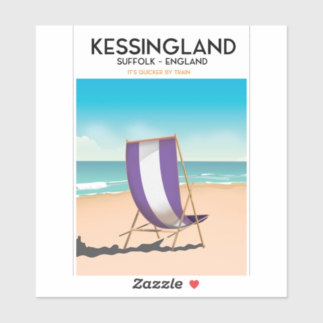 Kessingland, Suffolk England Beach Travel Poster Aufkleber (Blatt)