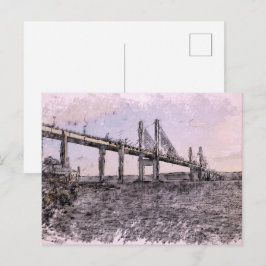 Kessock Bridge Inverness Künstlerische Aquarellmal Postkarte