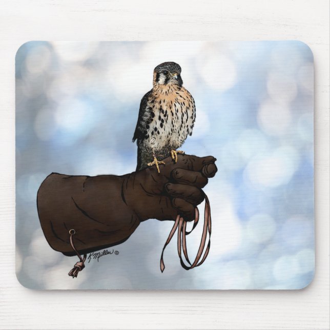 Kestrel auf Glove Illustration Mousepad (Vorne)