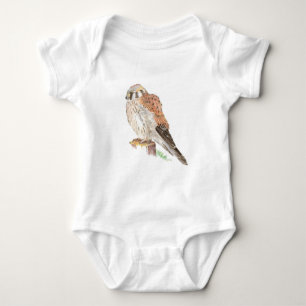 Kestrel Sparrow Hawk, Watercolor Bird Baby Strampler
