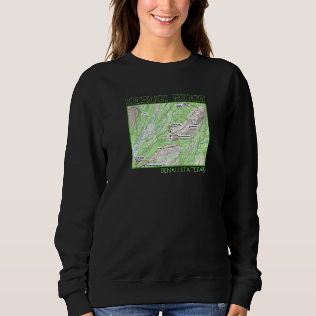 Kesugi Ridge Hiking Map Denali State Park Alaska S Sweatshirt (Vorderseite)