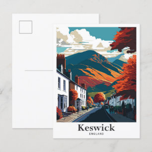 Keswick England Vintage Travel Illustration Postkarte