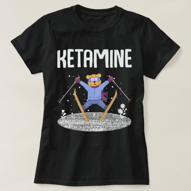 Ketamin Skifahren Jumping Bär Weiße Geschenke T-Shirt (Design vorne)