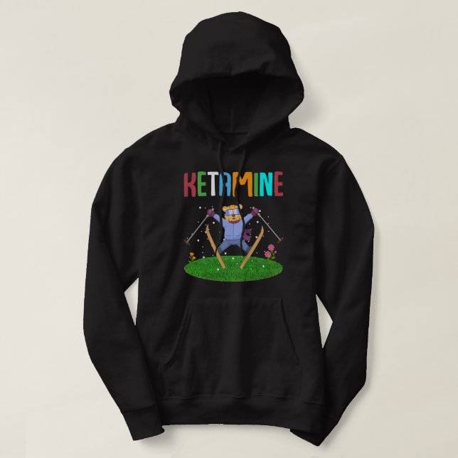 Ketamine Skiing Jumping Bear Hoodie (Design vorne)