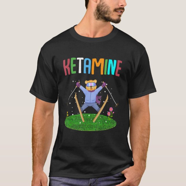 Ketamine Skiing Jumping Bear T-Shirt (Vorderseite)