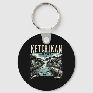 Ketchikan Alaska Ak Vintage Grafik Lachs Hauptstad Schlüsselanhänger
