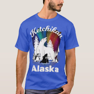 Ketchikan Alaska Aurora Borealis Bär Orca Souvenir T-Shirt
