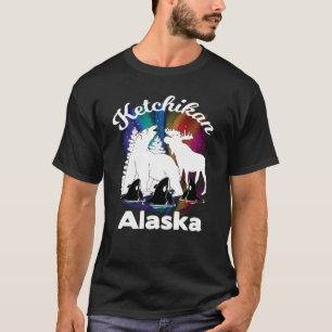 Ketchikan Alaska Aurora Borealis Bear Moose T-Shirt