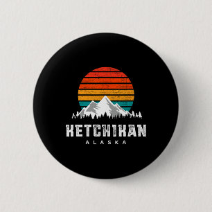 Ketchikan Alaska Bergszene Skifahren und Wandern Button