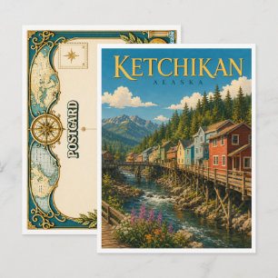 Ketchikan Alaska Creek Street GeoSaga Postkarte