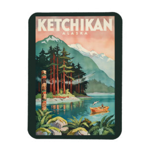 Ketchikan Alaska Fluss Illustration Reise Kunst Magnet