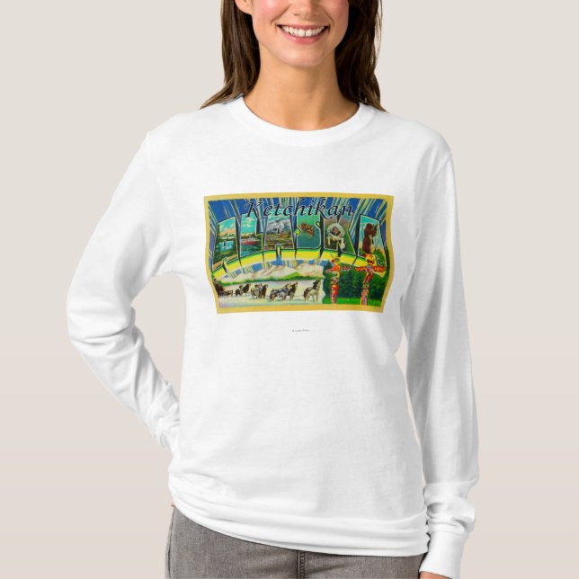 Ketchikan, Alaska - große Buchstabe-Szenen T-Shirt (Vorderseite)