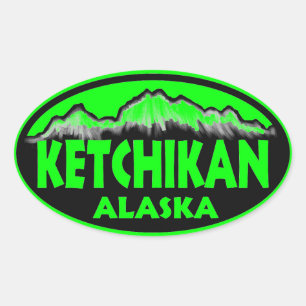Ketchikan Alaska grüne ovale Aufkleber