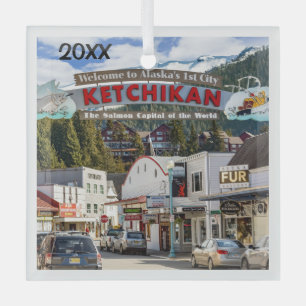 Ketchikan, Alaska, Hauptstadt Lachs, Ornament Aus Glas