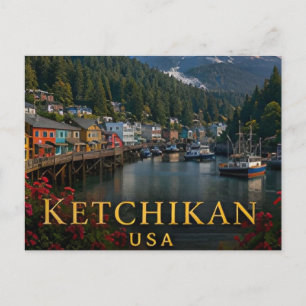 Ketchikan Alaska Inside Passage und Tlingit-Erbe Postkarte