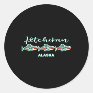 Ketchikan Alaska Native Art Lachsfischerei Hauptst Runder Aufkleber