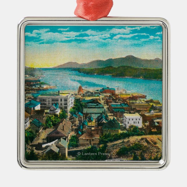 Ketchikan, Alaska-Stadtansicht - die erste Stadt Ornament Aus Metall (Vorne)
