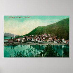 Ketchikan, Alaska-Stadtansicht - erste Stadt Poster