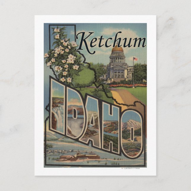 Ketchum, Idaho - Große Buchstabenszenen Postkarte (Vorderseite)