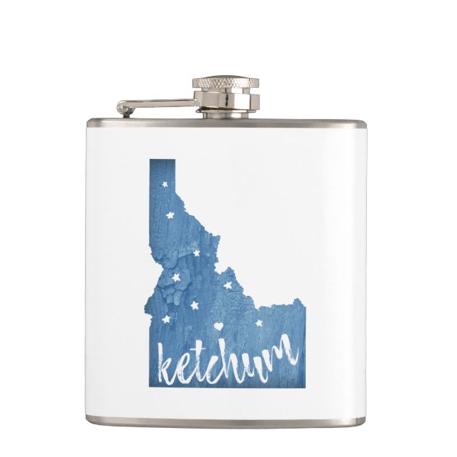 Ketchum Idaho Wood Grain Flachmann (Vorderseite)