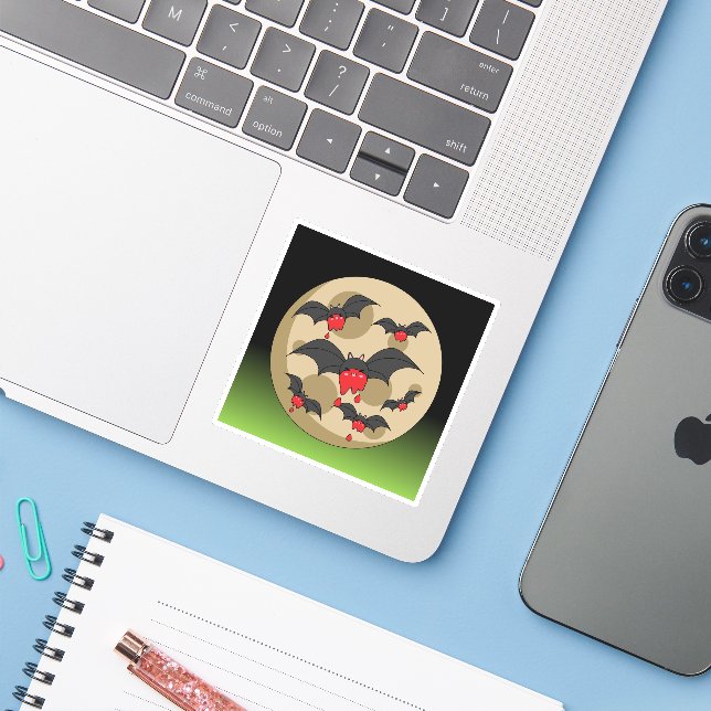 Ketchup Eater Vampire Bats Aufkleber (Laptop mit iPhone)