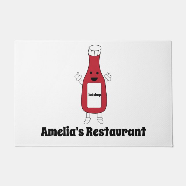 Ketchup Flasche Persönlicher Name Niedlich Kawaii Fußmatte (Vorderseite)