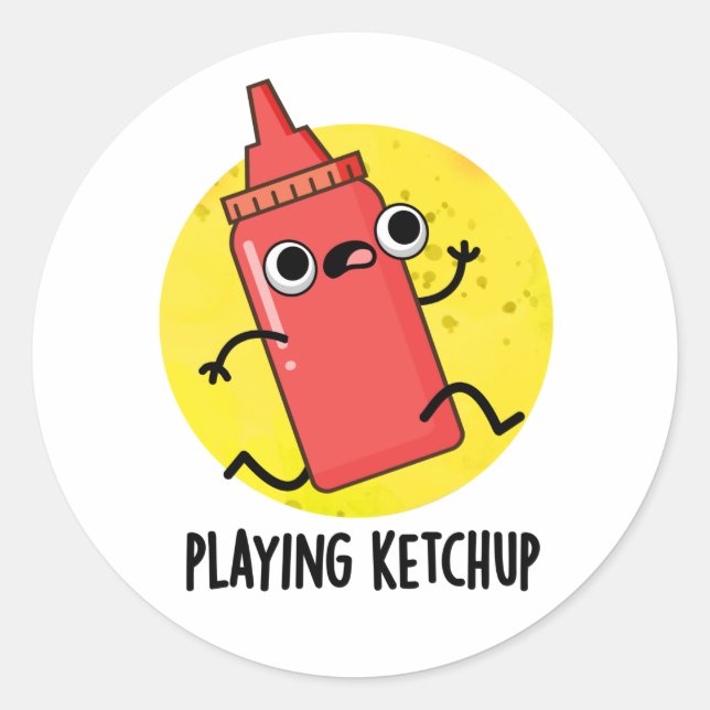 Ketchup Funny Sauce Pub spielen Runder Aufkleber (Vorderseite)