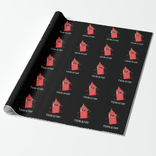 Ketchup Funny Sauce Pun Dark BG Geschenkpapier