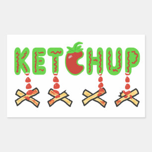 Ketchup und Fries Rechteckiger Aufkleber