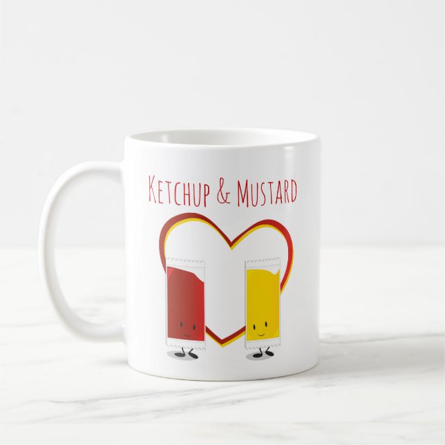 Ketchup und Senf mit Herz und Worten Tasse (Links)