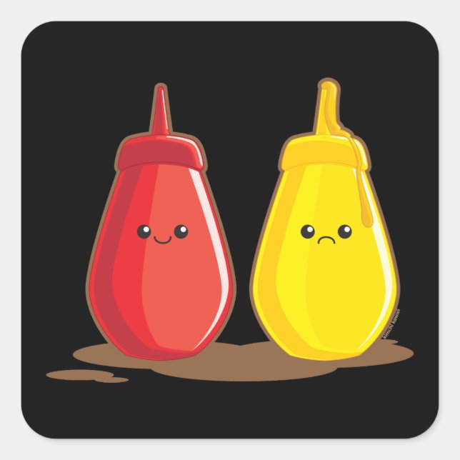 Ketchup und Senf Quadratischer Aufkleber (Vorderseite)