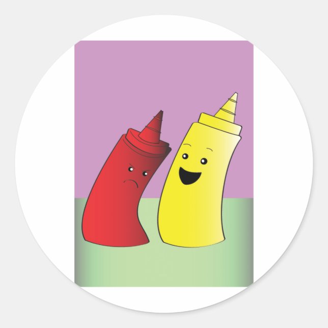 Ketchup und Senf Runder Aufkleber (Vorderseite)