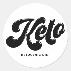 Keto Black Retro Script Typografie Personalisiert Runder Aufkleber