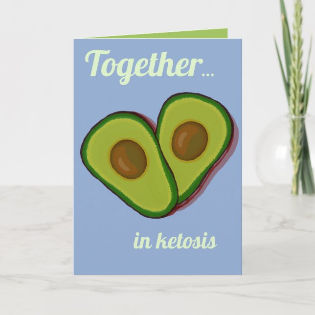 Keto Couple Green Avocado Herz in Liebe Dankeskarte (Vorderseite)