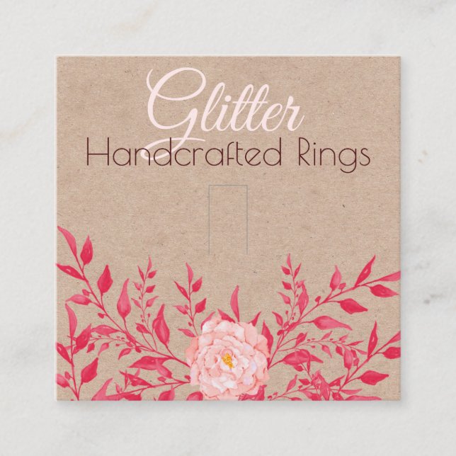 Kett- und rosa Foliage-Ring-Display-Verpackung Quadratische Visitenkarte (Vorderseite)