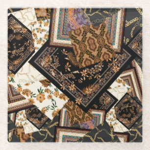 Kette, Pisley, Blume: Vintages Patchwork. Glasuntersetzer