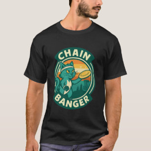 Ketten-Banger-Disc-Golf-Katze Retro-Grafik T-Shirt